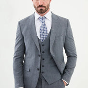 Ames 3 Piece Plaid Wool Blue Suit