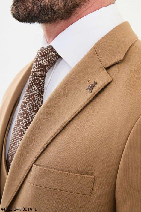 Ames Camel Notch Lapel 3 Piece Suit
