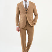 Ames Camel Notch Lapel 3 Piece Suit