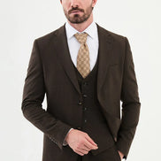 Ames Coffee Brown 3 Piece Plaid Suit