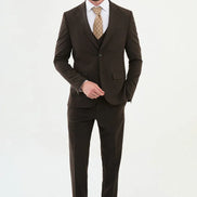 Ames Coffee Brown 3 Piece Plaid Suit
