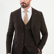 Ames Coffee Brown Notch Lapel 3 Piece Suit