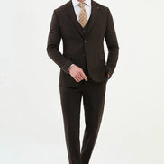 Ames Coffee Brown Notch Lapel 3 Piece Suit