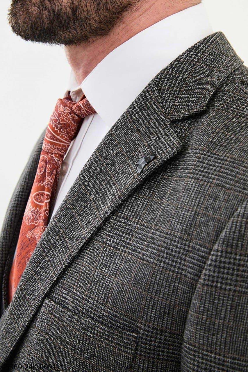 Dark Gray 3 Piece Glen Check Wool Suit for Men | GENT WITH