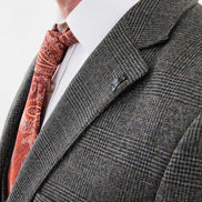 GentWith Ames Dark Gray 3 Piece Glen Check Wool Suit