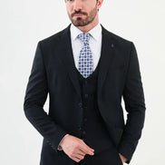 Ames 3 Piece Notch Lapel Wool Dark Blue Suit