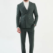 Ames Pinstripe Green Double Breasted Suit