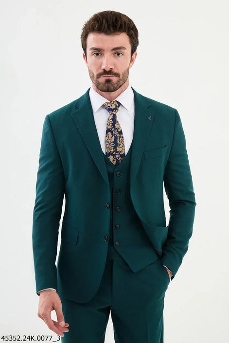 Ames Wool 3 Piece Green Suit