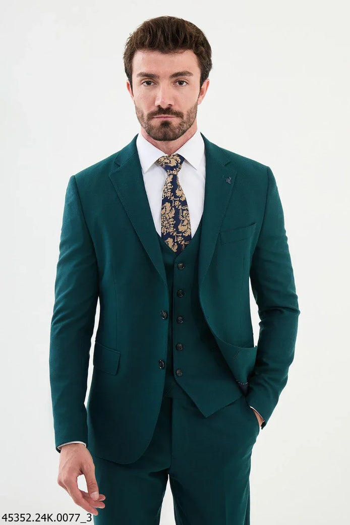 Ames Wool 3 Piece Green Suit