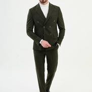Ames Pinstripe Khaki Double Breasted Suit