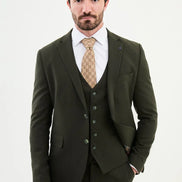 Ames Khaki Notch Lapel 3 Piece Suit