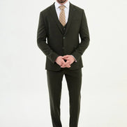 Ames Khaki Notch Lapel 3 Piece Suit