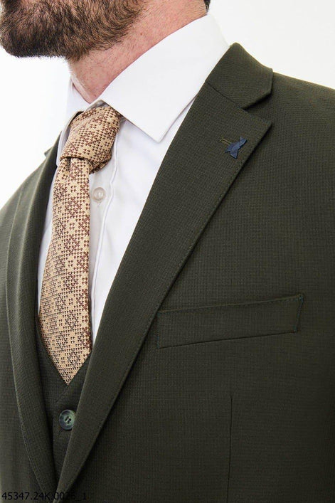 Ames Khaki Notch Lapel 3 Piece Suit