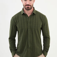 Ames Khaki Green Striped Shirt