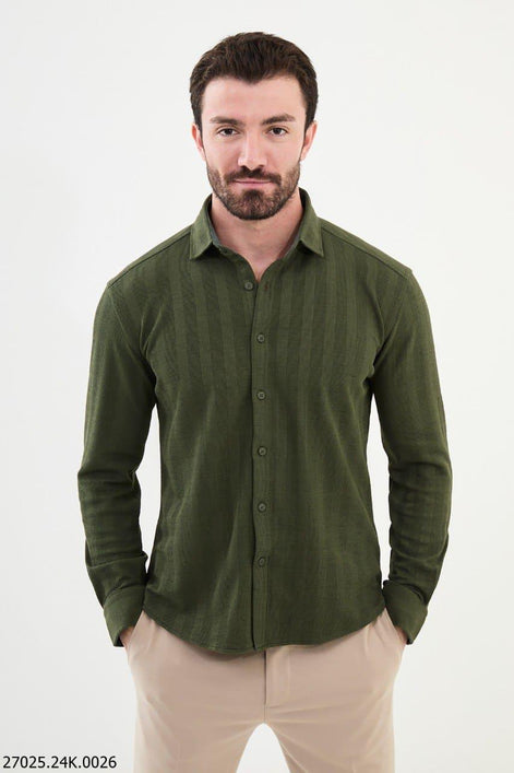 Ames Khaki Green Striped Shirt
