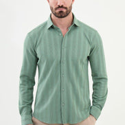 Ames Light Green Striped Shirt
