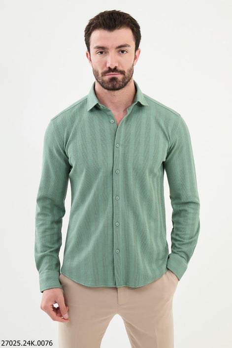 Ames Light Green Striped Shirt