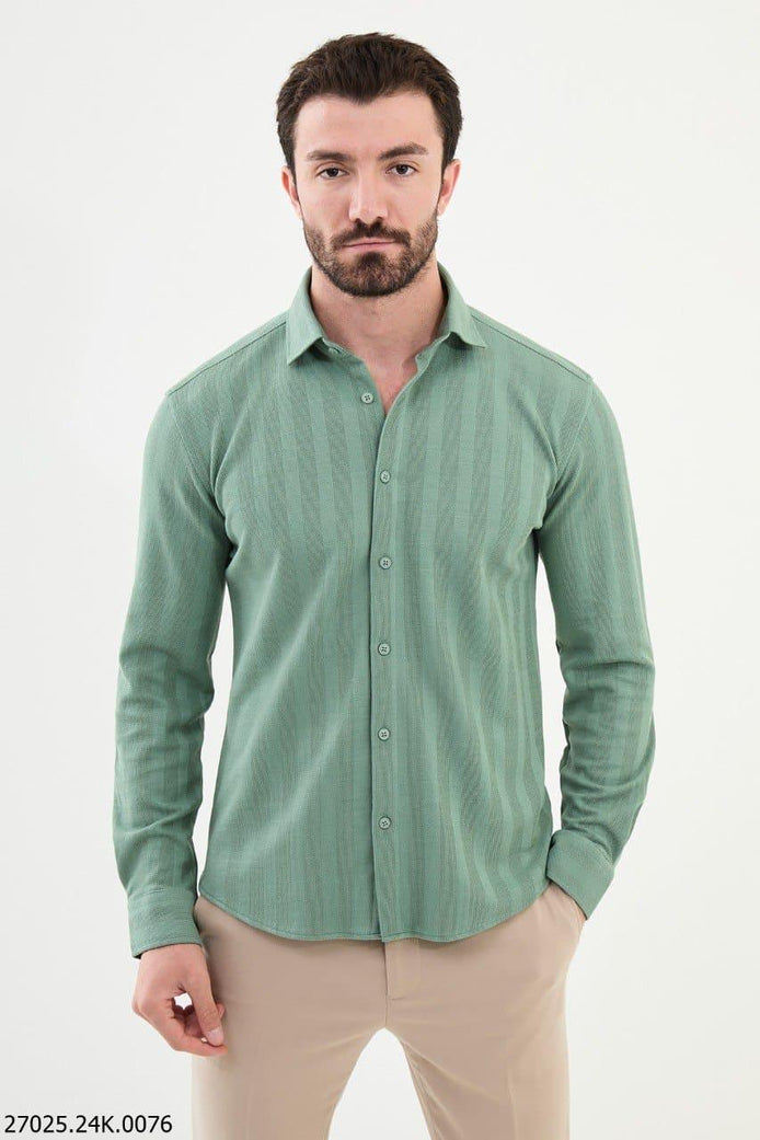 Ames Light Green Striped Shirt