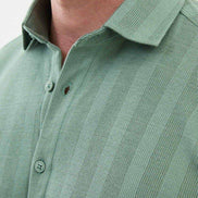 Ames Light Green Striped Shirt