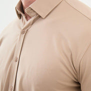 Ames Men's Slim Fit Cotton Shirt Beige