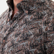 Ames Men's Black Slim Fit Patterned Wool Shirt