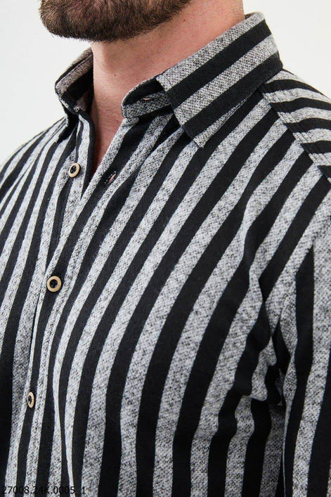Ames Men's Gray Black Striped Shirt