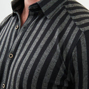 Ames Men's Khaki Black Striped Shirt