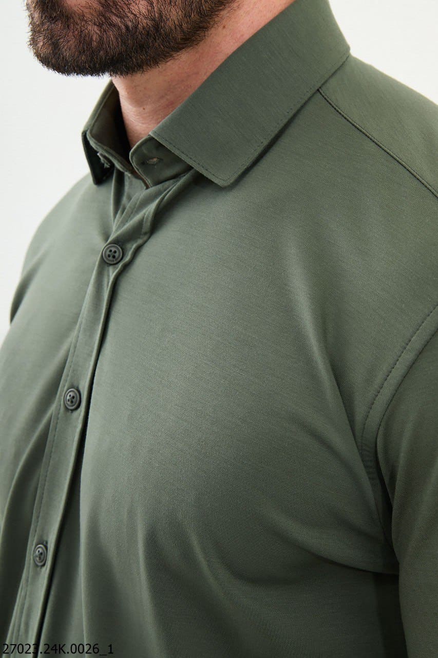 Ames Men's Slim Fit Cotton Shirt Khaki