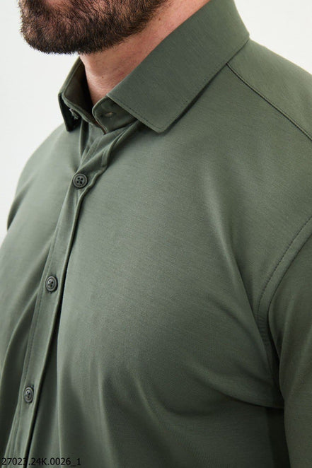 Ames Men's Slim Fit Cotton Shirt Khaki