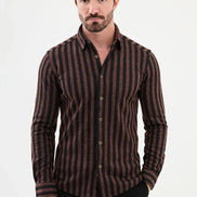 Ames Men's Rust Black Striped Shirt