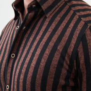 Ames Men's Rust Black Striped Shirt