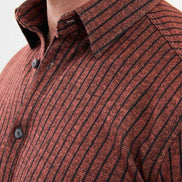 Ames Men's Rust Brown Striped Long Sleeve Shirt