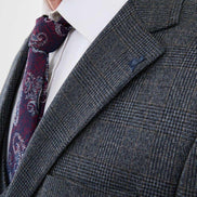 GentWith Ames Navy Blue 3 Piece Glen Check Wool Suit
