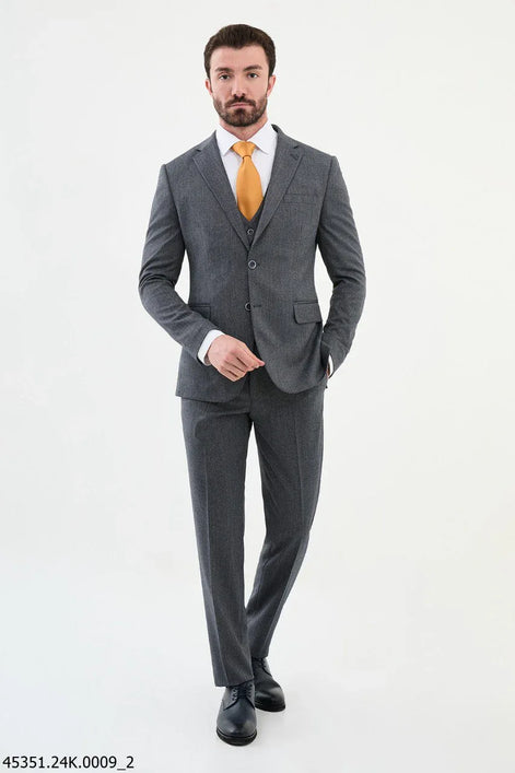 Ames 3 Piece Notch Lapel Wool Navy Blue Suit