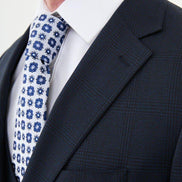 Ames Navy Blue 3 Piece Plaid Suit