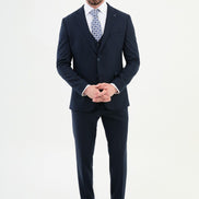 Ames Navy Blue Notch Lapel 3 Piece Suit
