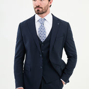 Ames Navy Blue Notch Lapel 3 Piece Suit