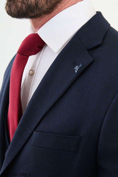 Ames Dark Blue Notch Lapel 3 Piece Suit