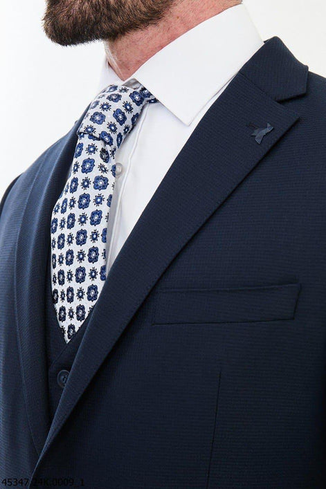 Ames Navy Blue Notch Lapel 3 Piece Suit