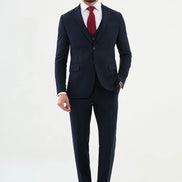 Ames Dark Blue Notch Lapel 3 Piece Suit