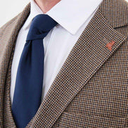 Ames Navy Brown 3 Piece Shepherd’s Check Wool Suit