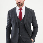 Ames Navy Coffee 3 Piece Shepherd’s Check Wool Suit