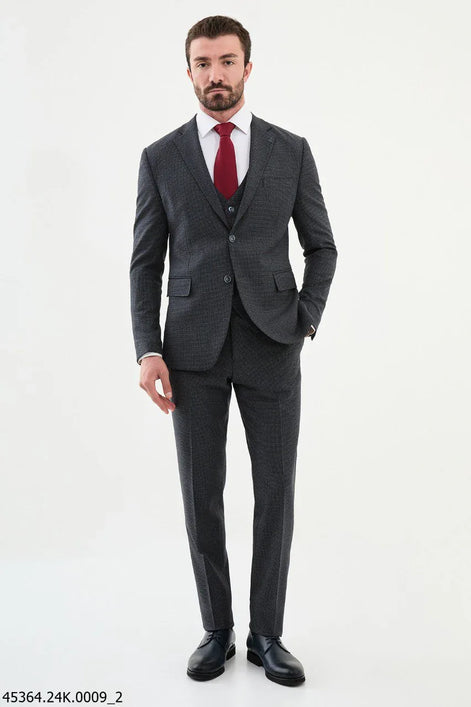 Ames Navy Coffee 3 Piece Shepherd’s Check Wool Suit