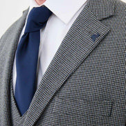 Ames Navy Gray 3 Piece Shepherd’s Check Wool Suit