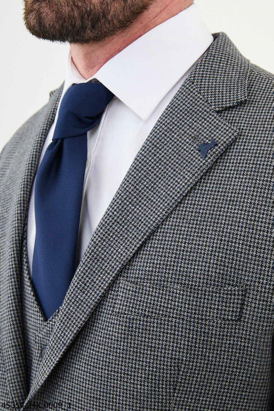 Gray 3 Piece Shepherds Check Wool Suit