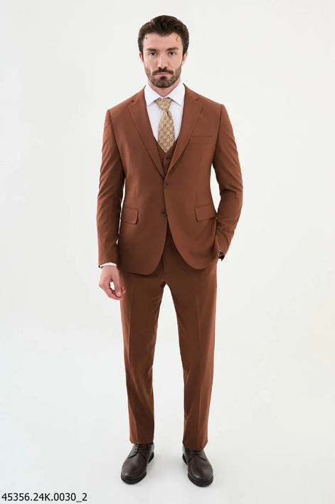 Ames Wool Rust Brown 3 Piece Suit