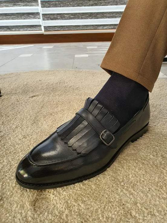 Dark Blue Kilt Loafers