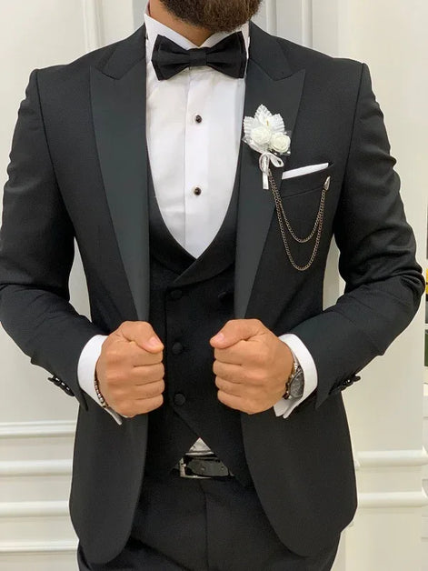 Bangor Slim Fit Peak Lapel Black Tuxedo