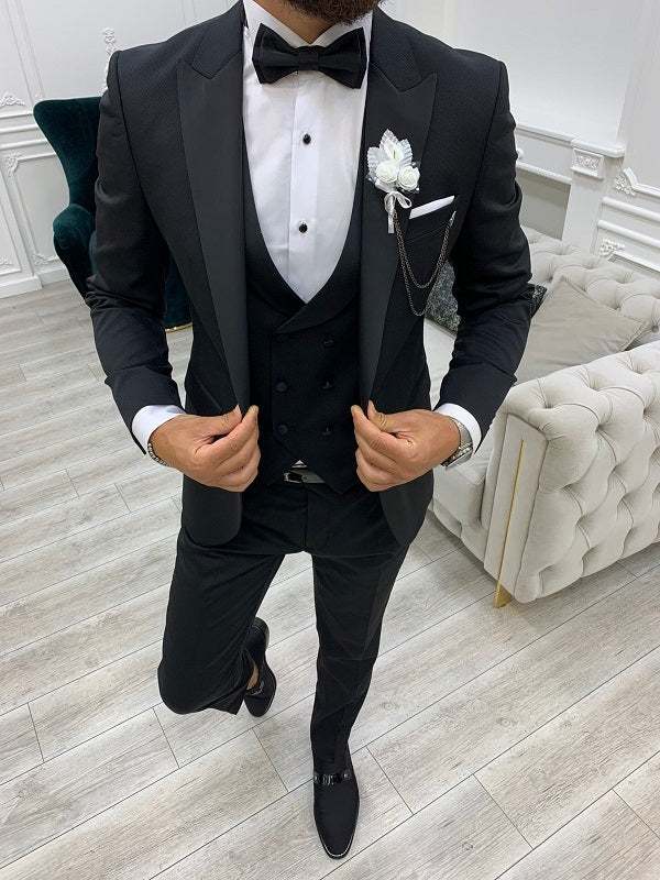Bangor Slim Fit Peak Lapel Black Tuxedo