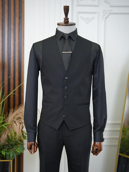 GentWith Bradenton Black Slim Fit 3 Piece Suit